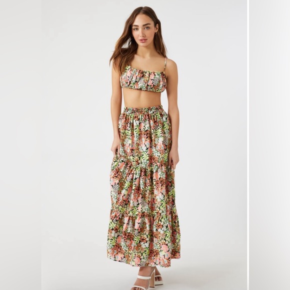 Floral Print Shirred Bralette, M - Picture 2 of 5